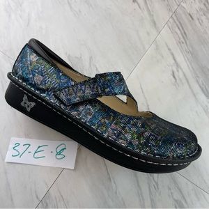 Alegria Women’s 37/6.5-7 Sparkling Glitter Leather Mary Jane Clogs Shoes
